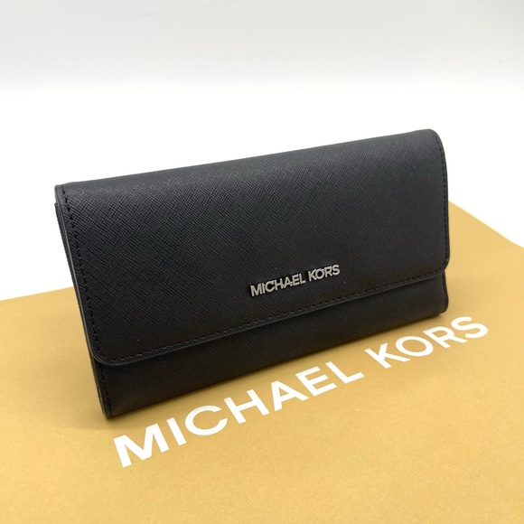 Michael Kors Large Trifold Wallet Black - Picture 4 of 7
